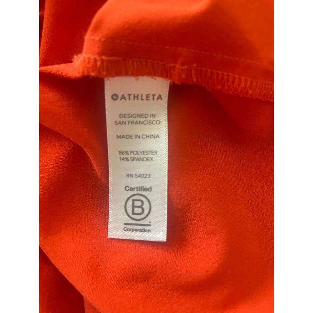 Athleta Vibrant Orange Sleeveless High-Neck Tie-Waist Athleisure Dress XS - Picture 7 of 7